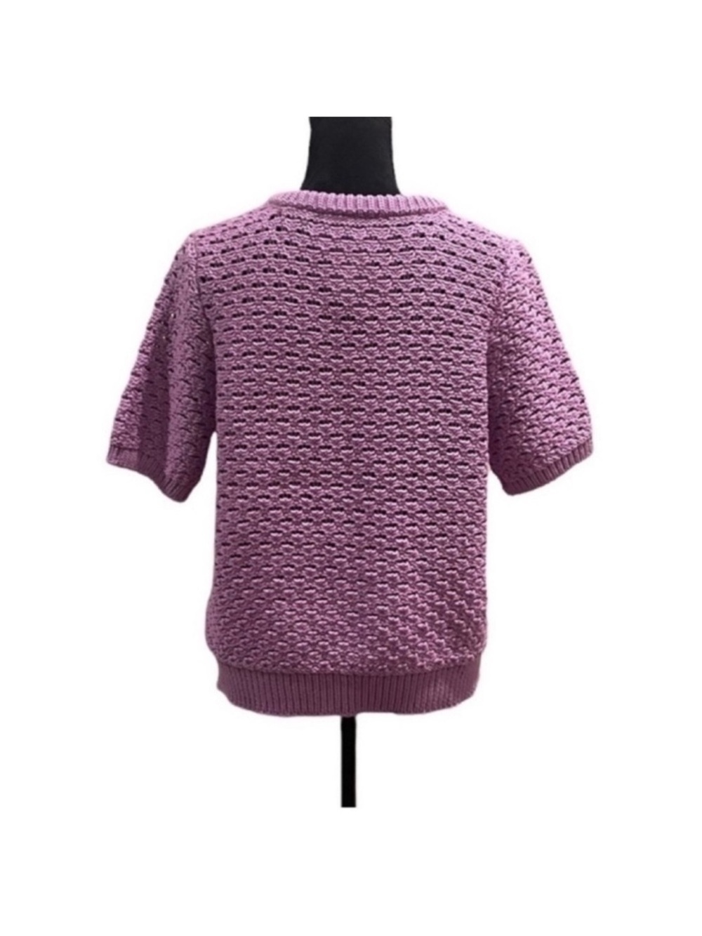 Selected Femme NWT chunky shortsleeved knit weave violet sweater extra large - Picture 8 of 14